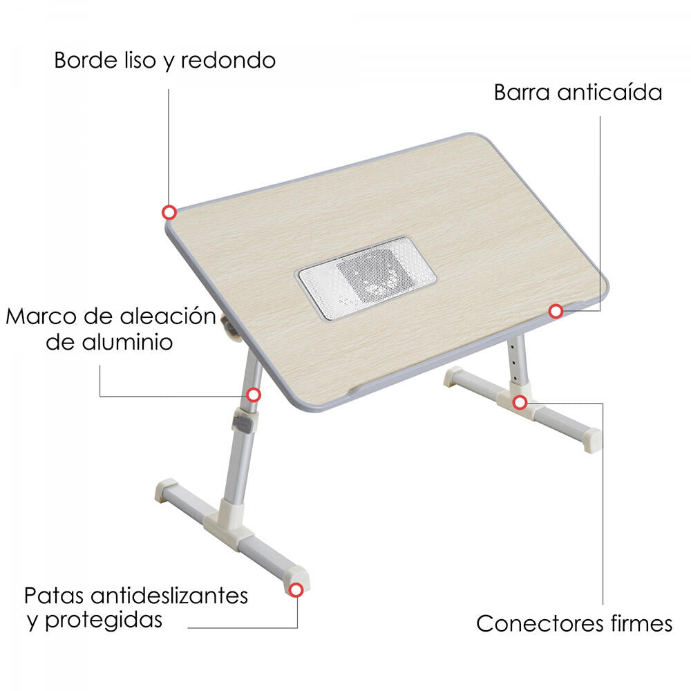Mesa Plegable con Puerto USB y Ventilador